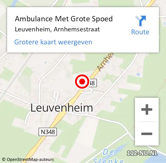 Locatie op kaart van de 112 melding: Ambulance Met Grote Spoed Naar Leuvenheim, Arnhemsestraat op 25 december 2015 21:53