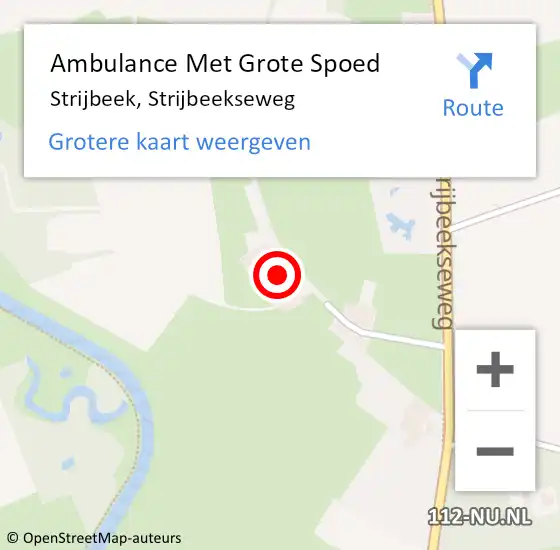 Locatie op kaart van de 112 melding: Ambulance Met Grote Spoed Naar Strijbeek, Strijbeekseweg op 1 december 2013 11:56