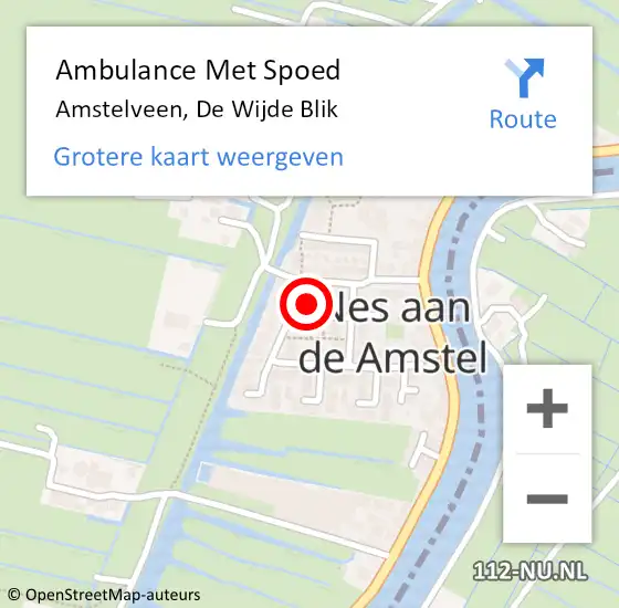 Locatie op kaart van de 112 melding: Ambulance Met Spoed Naar Amstelveen, De Wijde Blik op 25 december 2015 23:57