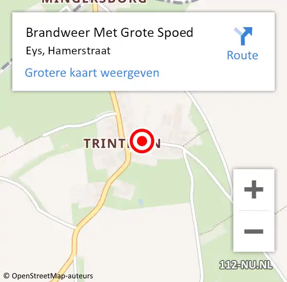 Locatie op kaart van de 112 melding: Brandweer Met Grote Spoed Naar Eys, Hamerstraat op 26 december 2015 00:04