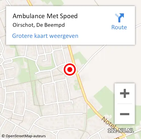 Locatie op kaart van de 112 melding: Ambulance Met Spoed Naar Oirschot, De Beempd op 26 december 2015 00:33