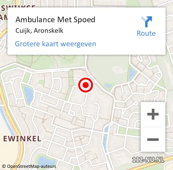 Locatie op kaart van de 112 melding: Ambulance Met Spoed Naar Cuijk, Aronskelk op 26 december 2015 01:00