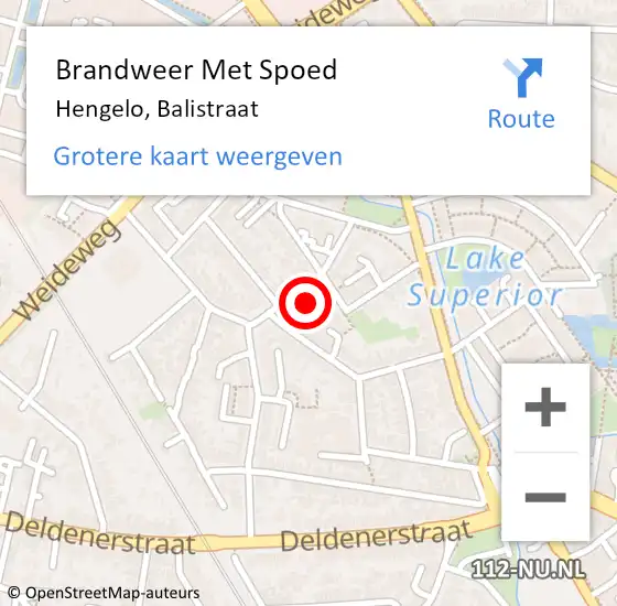 Locatie op kaart van de 112 melding: Brandweer Met Spoed Naar Hengelo, Balistraat op 26 december 2015 01:17