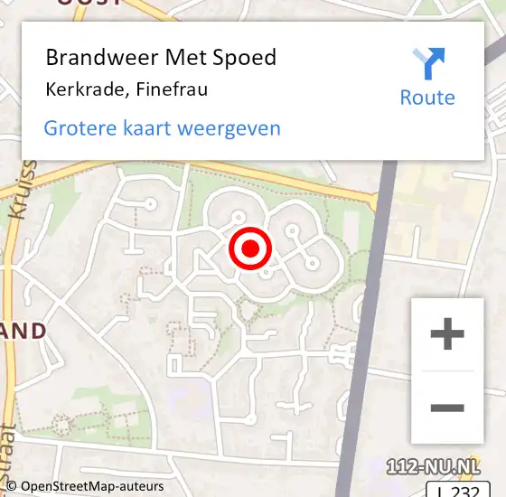 Locatie op kaart van de 112 melding: Brandweer Met Spoed Naar Kerkrade, Finefrau op 26 december 2015 02:22