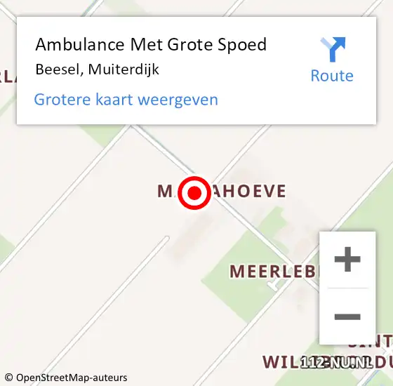 Locatie op kaart van de 112 melding: Ambulance Met Grote Spoed Naar Beesel, Muiterdijk op 26 december 2015 02:30