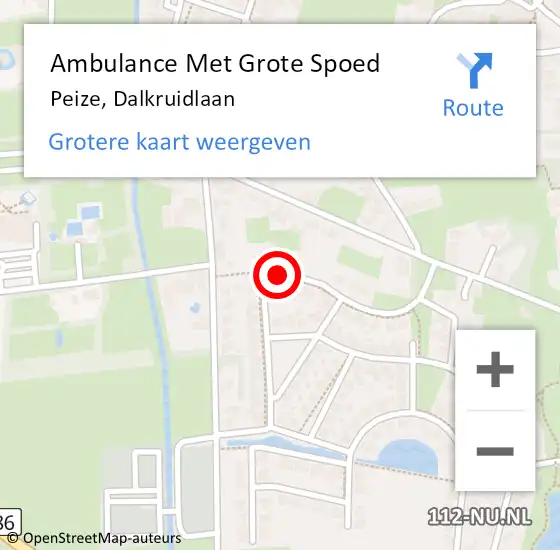 Locatie op kaart van de 112 melding: Ambulance Met Grote Spoed Naar Peize, Dalkruidlaan op 26 december 2015 03:08