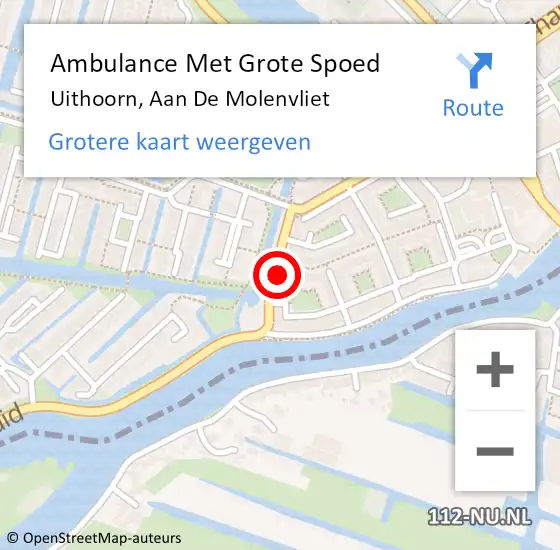 Locatie op kaart van de 112 melding: Ambulance Met Grote Spoed Naar Uithoorn, Aan De Molenvliet op 26 december 2015 05:25