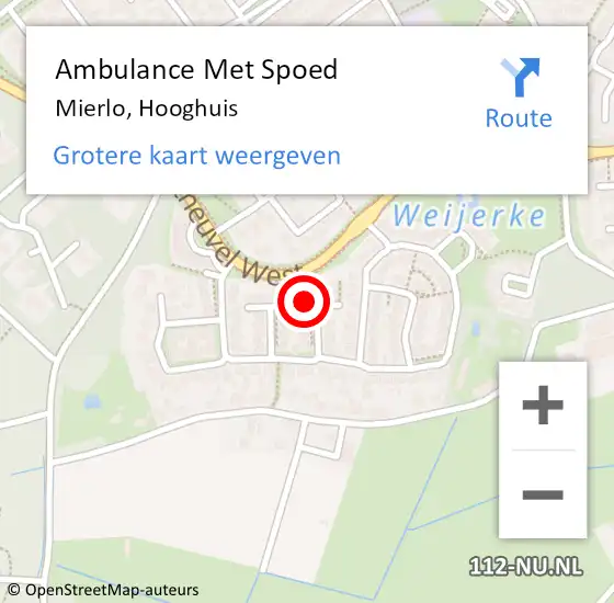 Locatie op kaart van de 112 melding: Ambulance Met Spoed Naar Mierlo, Hooghuis op 26 december 2015 07:12