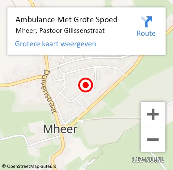 Locatie op kaart van de 112 melding: Ambulance Met Grote Spoed Naar Mheer, Pastoor Gilissenstraat op 1 december 2013 12:29