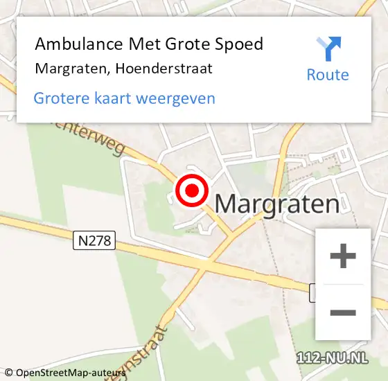 Locatie op kaart van de 112 melding: Ambulance Met Grote Spoed Naar Margraten, Hoenderstraat op 1 december 2013 12:30
