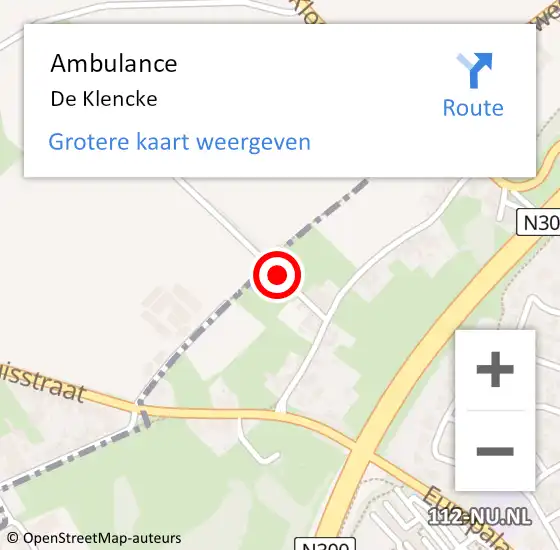 Locatie op kaart van de 112 melding: Ambulance De Klencke op 26 december 2015 10:37