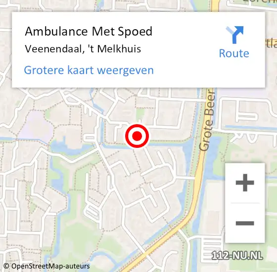 Locatie op kaart van de 112 melding: Ambulance Met Spoed Naar Veenendaal, 't Melkhuis op 26 december 2015 10:57