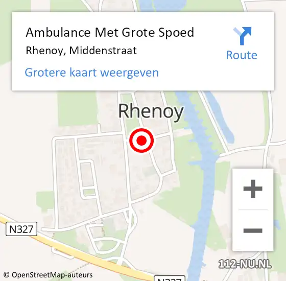 Locatie op kaart van de 112 melding: Ambulance Met Grote Spoed Naar Rhenoy, Middenstraat op 26 december 2015 11:04