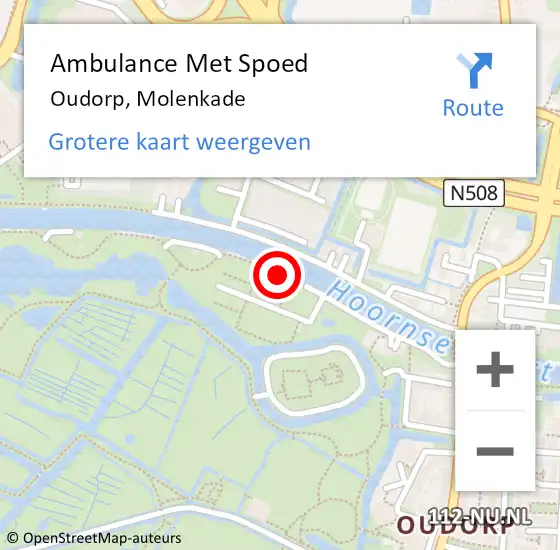 Locatie op kaart van de 112 melding: Ambulance Met Spoed Naar Oudorp, Molenkade op 26 december 2015 11:30