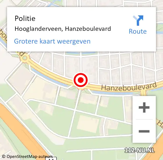 Locatie op kaart van de 112 melding: Politie Hooglanderveen, Hanzeboulevard op 26 december 2015 11:55