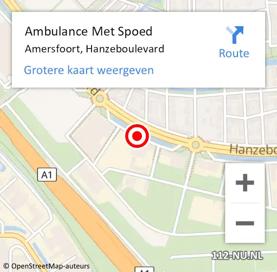 Locatie op kaart van de 112 melding: Ambulance Met Spoed Naar Amersfoort, Hanzeboulevard op 26 december 2015 12:11