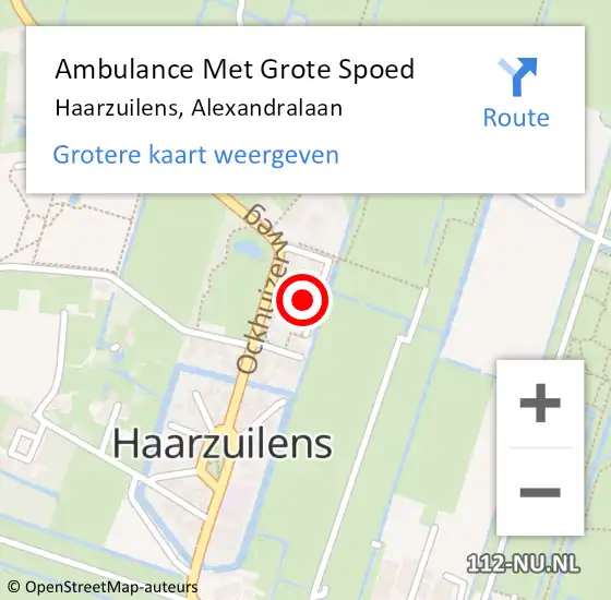 Locatie op kaart van de 112 melding: Ambulance Met Grote Spoed Naar Haarzuilens, Alexandralaan op 26 december 2015 12:20