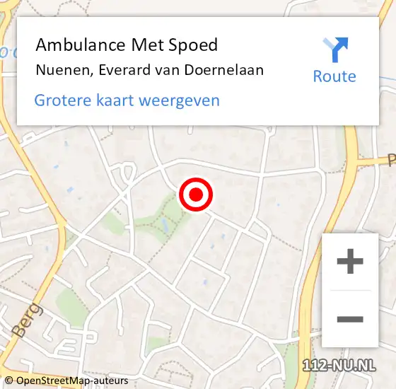 Locatie op kaart van de 112 melding: Ambulance Met Spoed Naar Nuenen, Everard van Doernelaan op 26 december 2015 12:38