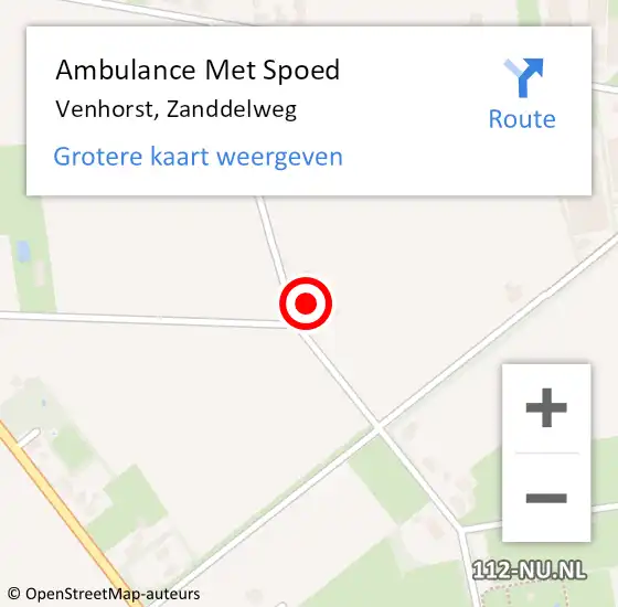 Locatie op kaart van de 112 melding: Ambulance Met Spoed Naar Venhorst, Zanddelweg op 26 december 2015 13:05