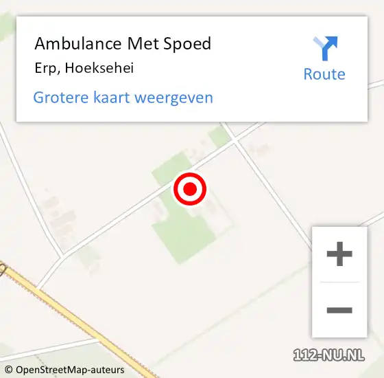 Locatie op kaart van de 112 melding: Ambulance Met Spoed Naar Erp, Hoeksehei op 26 december 2015 13:16