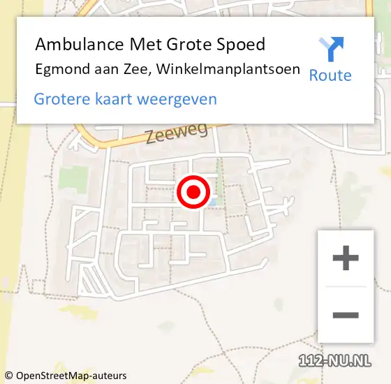 Locatie op kaart van de 112 melding: Ambulance Met Grote Spoed Naar Egmond aan Zee, Winkelmanplantsoen op 26 december 2015 13:23