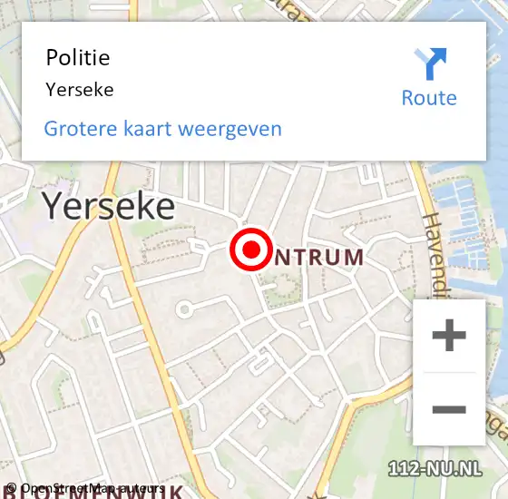 Locatie op kaart van de 112 melding: Politie Yerseke op 26 december 2015 13:57
