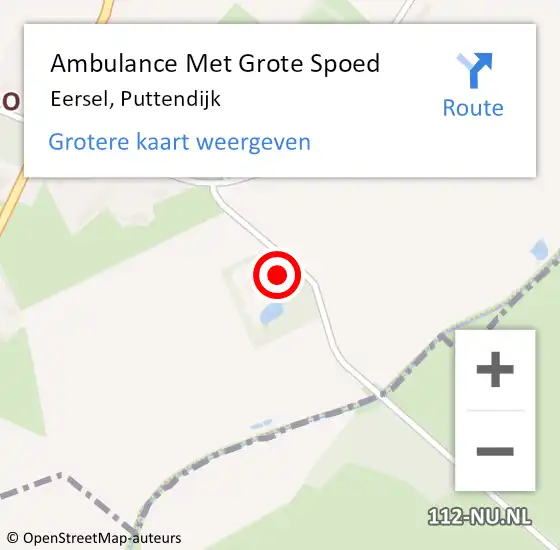 Locatie op kaart van de 112 melding: Ambulance Met Grote Spoed Naar Eersel, Puttendijk op 26 december 2015 14:32