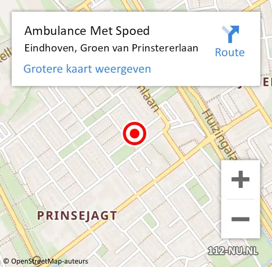 Locatie op kaart van de 112 melding: Ambulance Met Spoed Naar Eindhoven, Groen Van Prinstererlaan op 26 december 2015 14:58