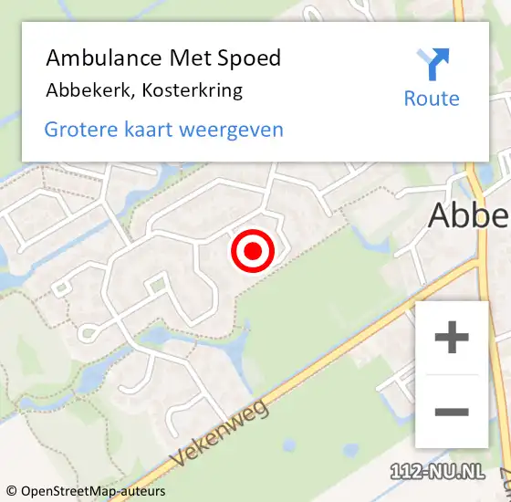 Locatie op kaart van de 112 melding: Ambulance Met Spoed Naar Abbekerk, Kosterkring op 1 december 2013 13:08