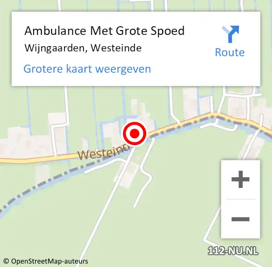 Locatie op kaart van de 112 melding: Ambulance Met Grote Spoed Naar Wijngaarden, Westeinde op 26 december 2015 16:15