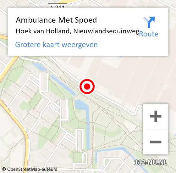 Locatie op kaart van de 112 melding: Ambulance Met Spoed Naar Hoek van Holland, Nieuwlandseduinweg op 26 december 2015 17:56