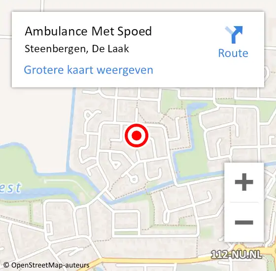 Locatie op kaart van de 112 melding: Ambulance Met Spoed Naar Steenbergen, De Laak op 26 december 2015 18:05