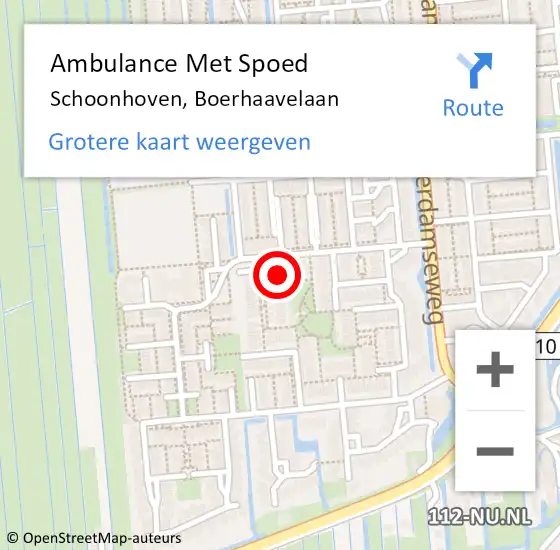 Locatie op kaart van de 112 melding: Ambulance Met Spoed Naar Schoonhoven, Boerhaavelaan op 26 december 2015 18:29