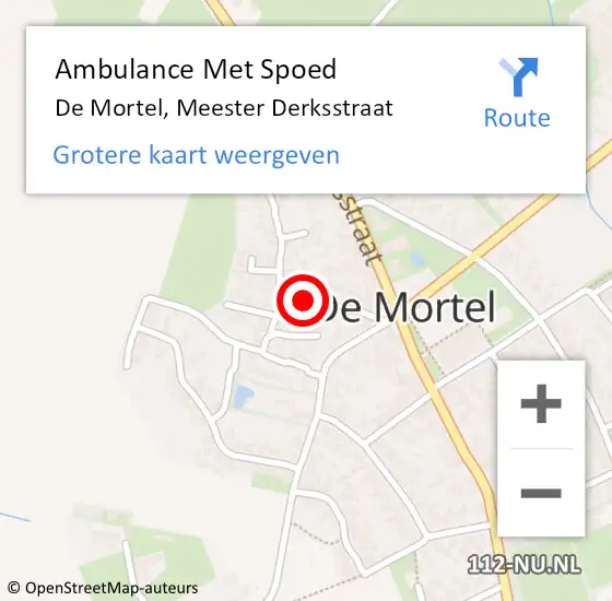 Locatie op kaart van de 112 melding: Ambulance Met Spoed Naar De Mortel, Meester Derksstraat op 26 december 2015 18:59