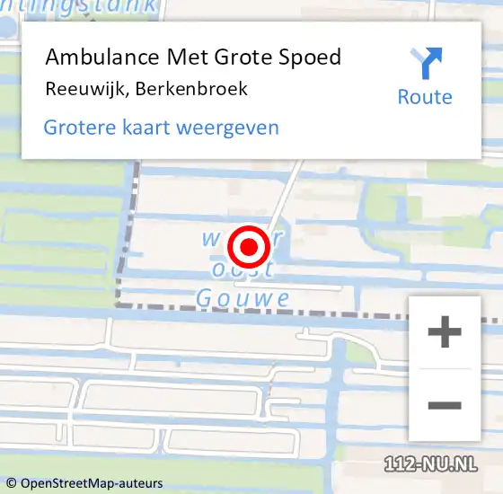 Locatie op kaart van de 112 melding: Ambulance Met Grote Spoed Naar Reeuwijk, Berkenbroek op 26 december 2015 19:08