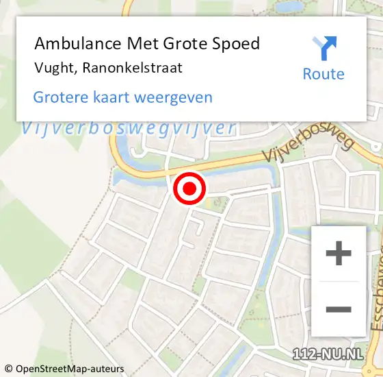 Locatie op kaart van de 112 melding: Ambulance Met Grote Spoed Naar Vught, Ranonkelstraat op 1 december 2013 13:36