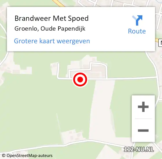 Locatie op kaart van de 112 melding: Brandweer Met Spoed Naar Groenlo, Oude Papendijk op 26 december 2015 19:59