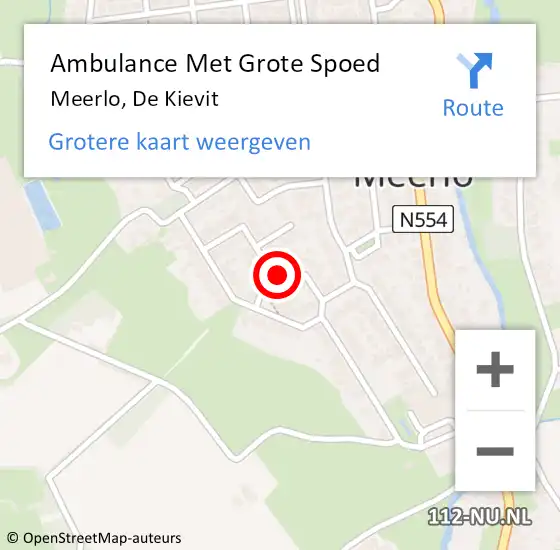 Locatie op kaart van de 112 melding: Ambulance Met Grote Spoed Naar Meerlo, De Kievit op 26 december 2015 20:00