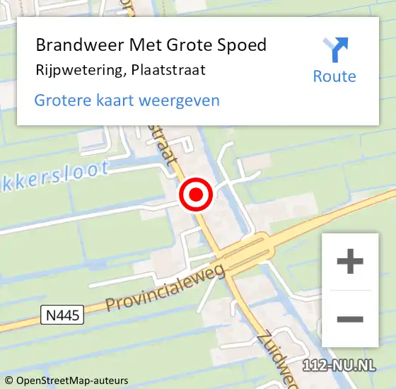 Locatie op kaart van de 112 melding: Brandweer Met Grote Spoed Naar Rijpwetering, Plaatstraat op 26 december 2015 20:09