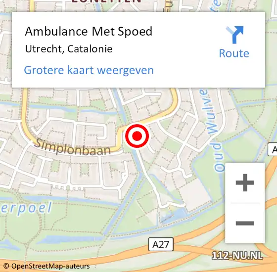 Locatie op kaart van de 112 melding: Ambulance Met Spoed Naar Utrecht, Catalonie op 26 december 2015 20:37