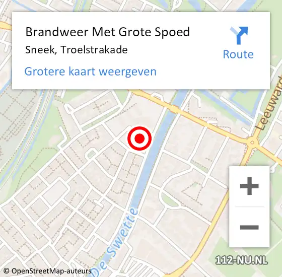 Locatie op kaart van de 112 melding: Brandweer Met Grote Spoed Naar Sneek, Troelstrakade op 26 december 2015 21:28