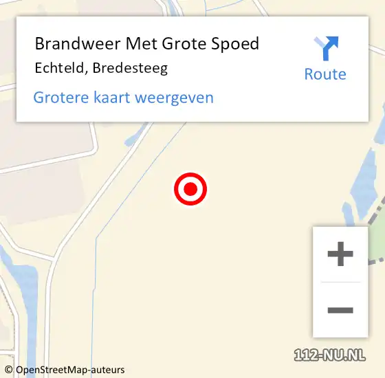 Locatie op kaart van de 112 melding: Brandweer Met Grote Spoed Naar Echteld, Bredesteeg op 26 december 2015 21:59