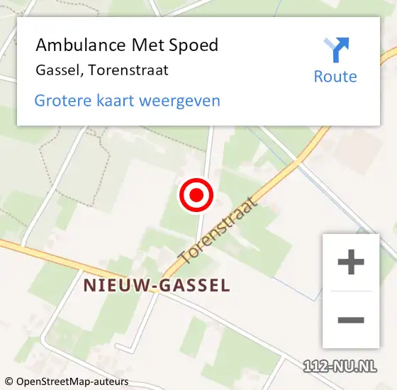 Locatie op kaart van de 112 melding: Ambulance Met Spoed Naar Gassel, Torenstraat op 26 december 2015 23:59
