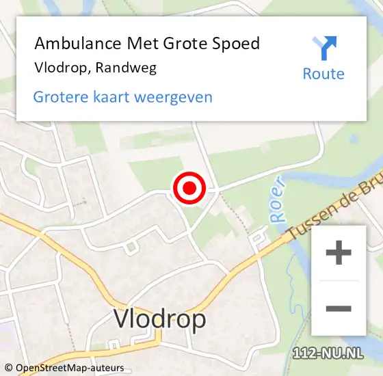 Locatie op kaart van de 112 melding: Ambulance Met Grote Spoed Naar Vlodrop, Randweg op 27 december 2015 00:45