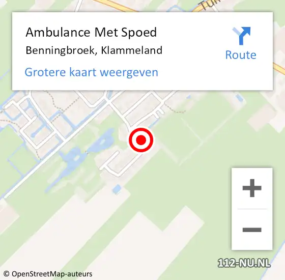 Locatie op kaart van de 112 melding: Ambulance Met Spoed Naar Benningbroek, Klammeland op 27 december 2015 01:00