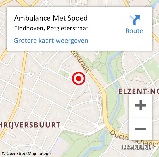Locatie op kaart van de 112 melding: Ambulance Met Spoed Naar Eindhoven, Potgieterstraat op 27 december 2015 02:04