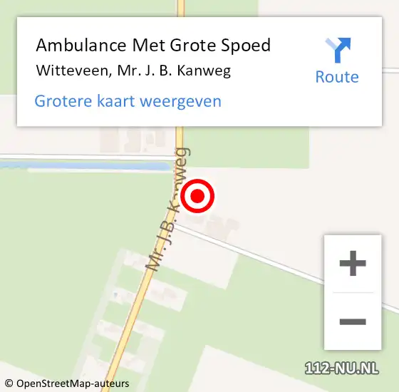 Locatie op kaart van de 112 melding: Ambulance Met Grote Spoed Naar Witteveen, Mr. J. B. Kanweg op 27 december 2015 03:48