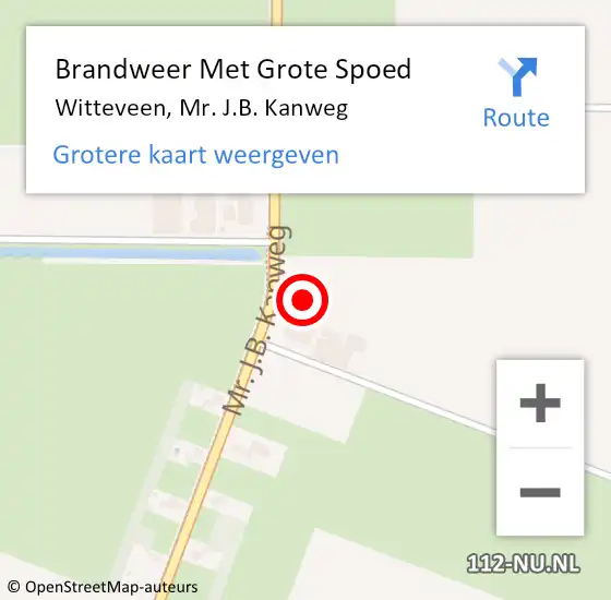 Locatie op kaart van de 112 melding: Brandweer Met Grote Spoed Naar Witteveen, Mr. J.B. Kanweg op 27 december 2015 03:57