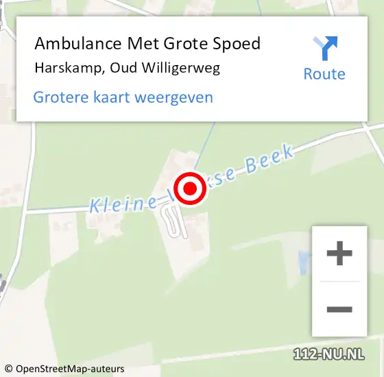 Locatie op kaart van de 112 melding: Ambulance Met Grote Spoed Naar Harskamp, Oud Willigerweg op 27 december 2015 04:02
