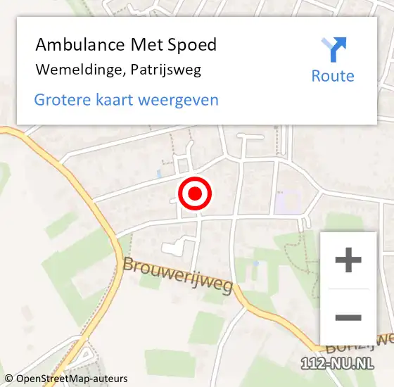 Locatie op kaart van de 112 melding: Ambulance Met Spoed Naar Wemeldinge, Patrijsweg op 27 december 2015 04:54